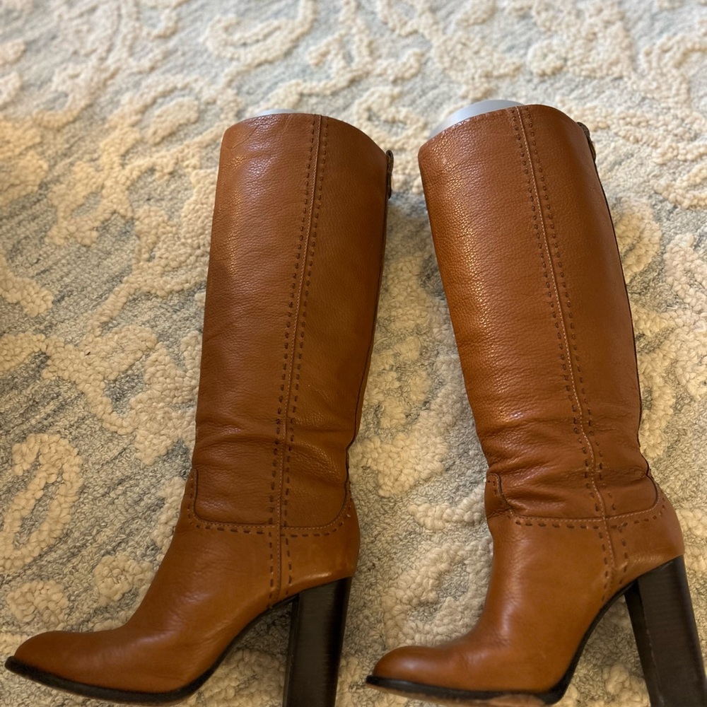 Tory Burch Tan Leather Heeled Boots